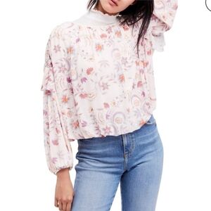 Free People Wild Flower Honey Gathered Oversized Ruching Top Size XS.